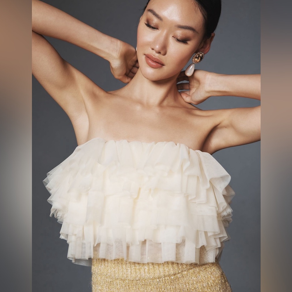 NWT Sunday in Brooklyn Strapless Layered Tulle Top